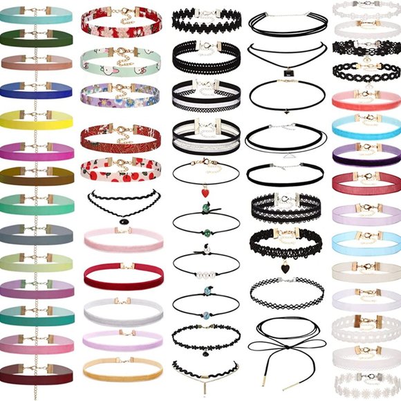 Choker Other - FREE GIFT      New 60 PCS Choker Necklace, K&Q Classic Stretch Colorful  Collar